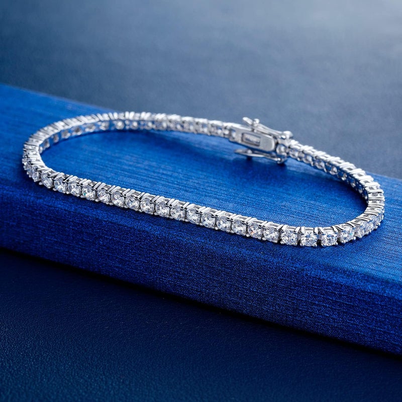 TIKJE 925 Sterling Silver 2-7mm Cubic Zirconia Classic Tennis Bracelet | White Gold Bracelets for Women | Size 6-8.5 inches - Image 3
